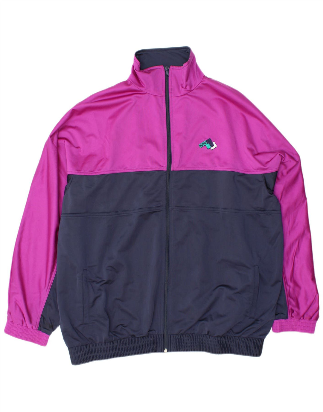 BRUGI Męska kurtka dresowa XL, granatowa, poliester z blokami kolorów