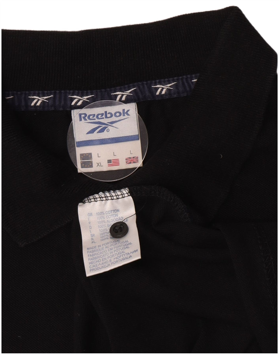 Męska koszulka polo Reebok, duża, czarna, bawełniana