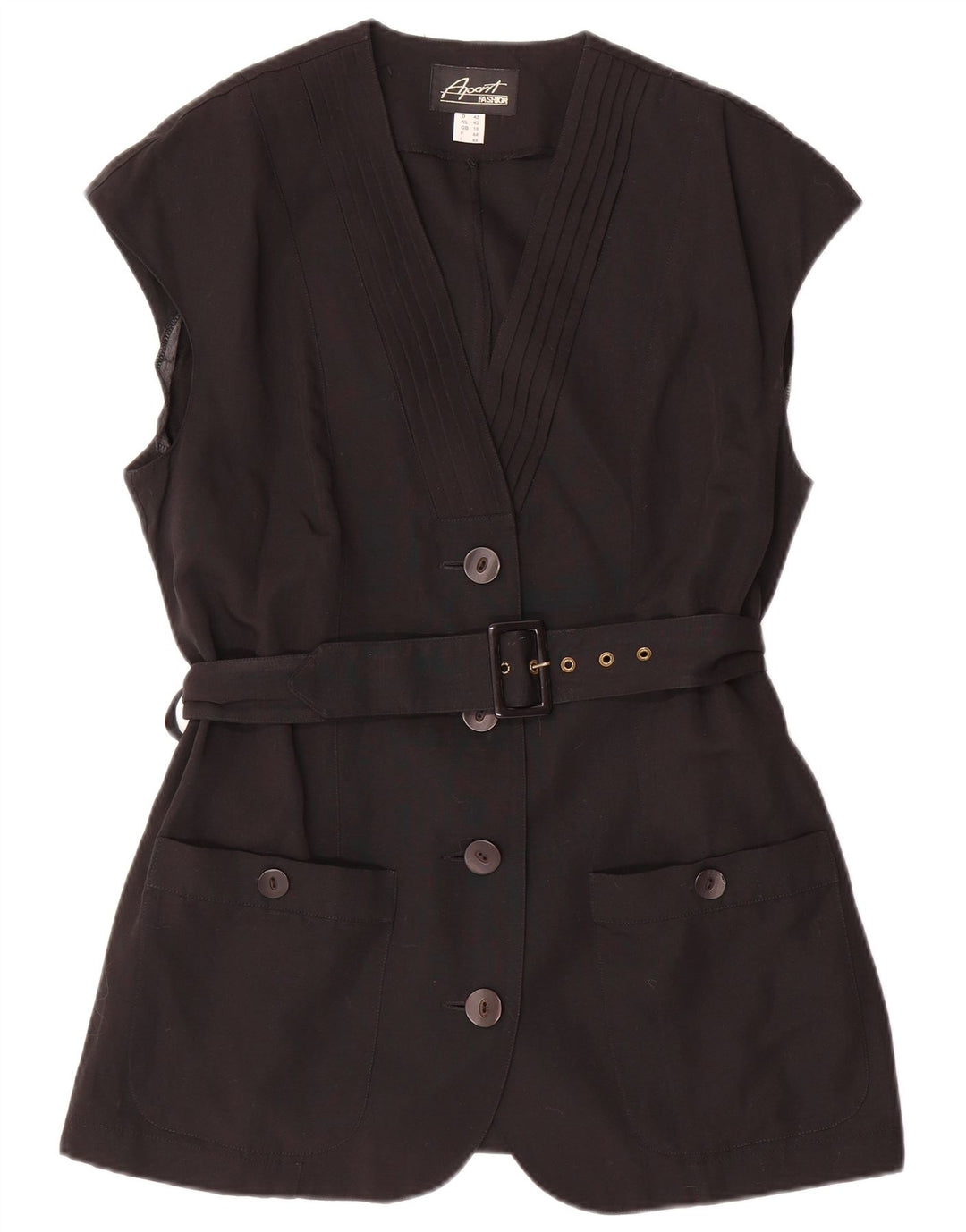 Damska marynarka bez rękawów APART z 4 guzikami, UK 16, duży, czarny poliester