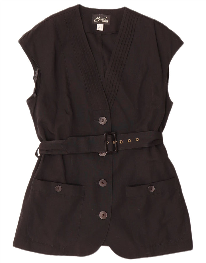 Damska marynarka bez rękawów APART z 4 guzikami, UK 16, duży, czarny poliester