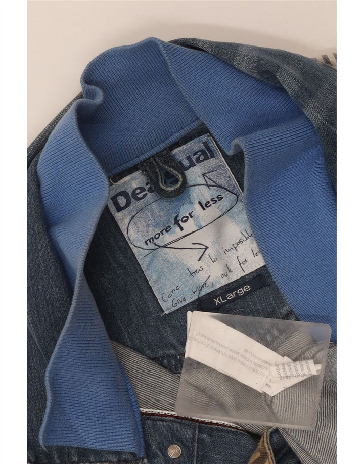 Męska kurtka jeansowa Desigual Graphic UK 42 XL, niebieska, patchworkowa, bawełniana
