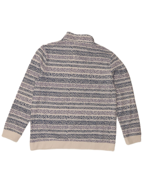 Damska bluza z zamkiem błyskawicznym Cotton Traders UK 14, duża, biała, w kwiaty