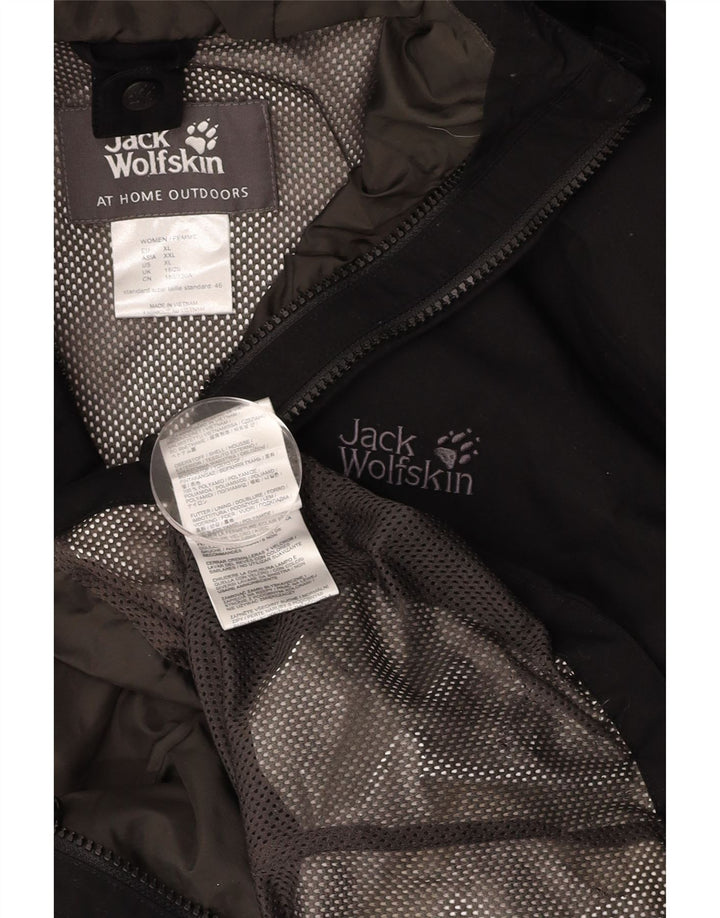 Damska kurtka przeciwdeszczowa z kapturem JACK WOLFSKIN UK 18/20 XL, czarny poliamid