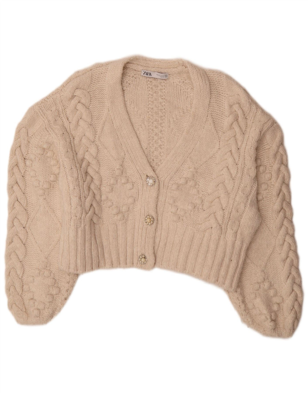 Damski sweter oversize Zara UK 14, średni, złamany biały akryl