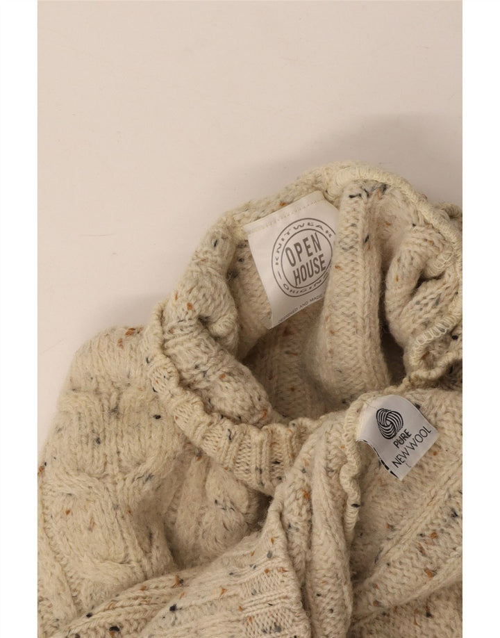 Sweter damski VINTAGE z golfem UK 18 XL w kolorze złamanej bieli, nakrapiany