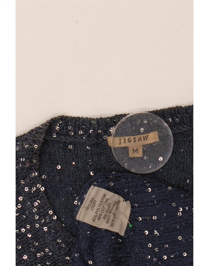 Sweter damski JIGSAW Crop Cardigan UK 12, średni granatowy poliester