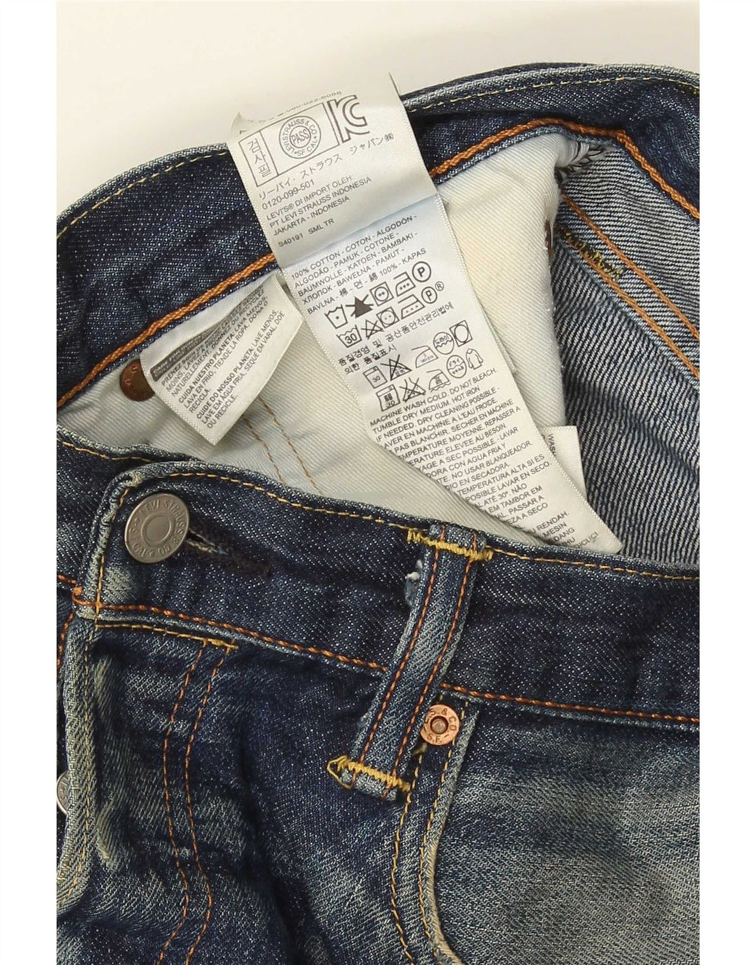 Męskie dżinsy Levi's 501 Straight W33 L34 Granatowa bawełna