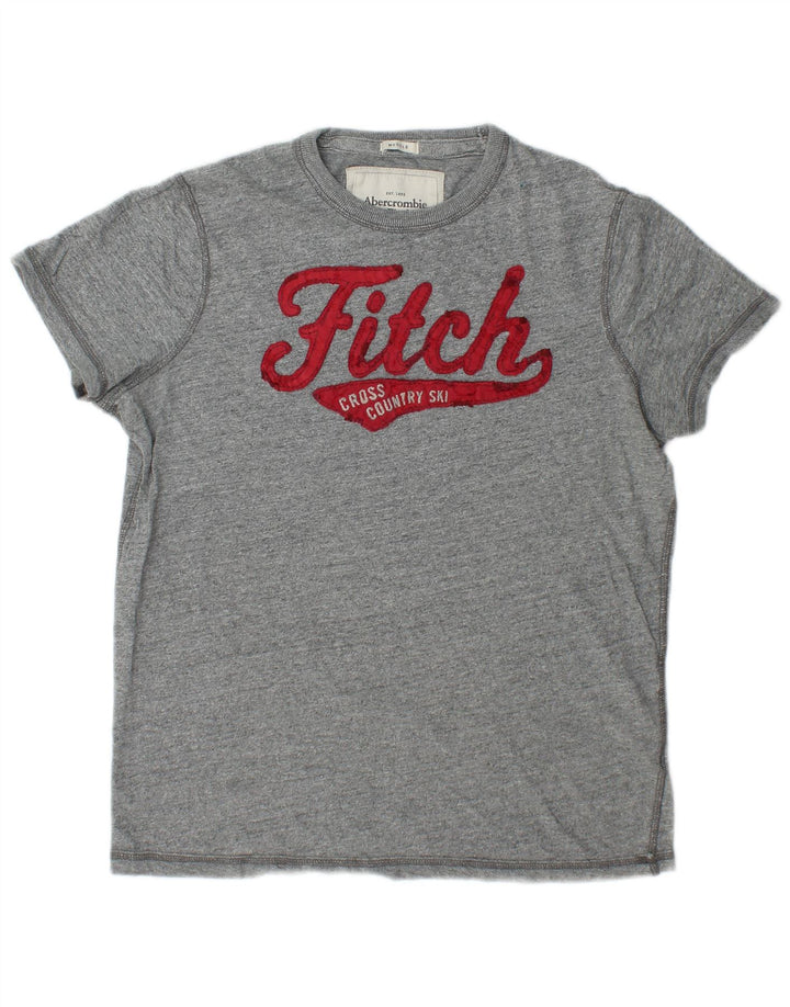 Męski T-shirt z grafiką Abercrombie & Fitch, średnioszary, bawełniany