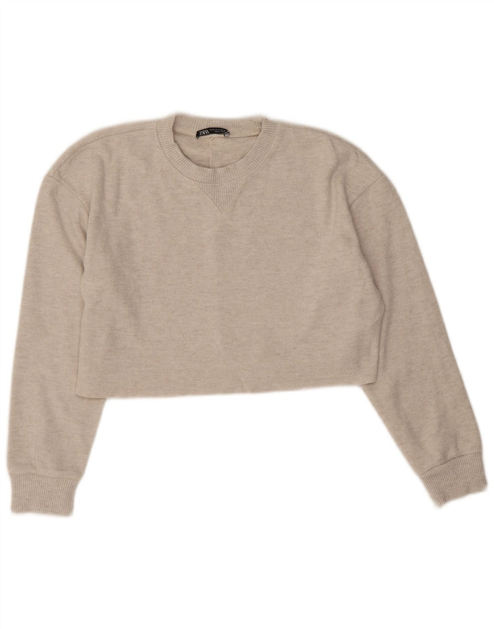 Damski sweter typu Crop Oversize Zara UK 14, średni szary poliester