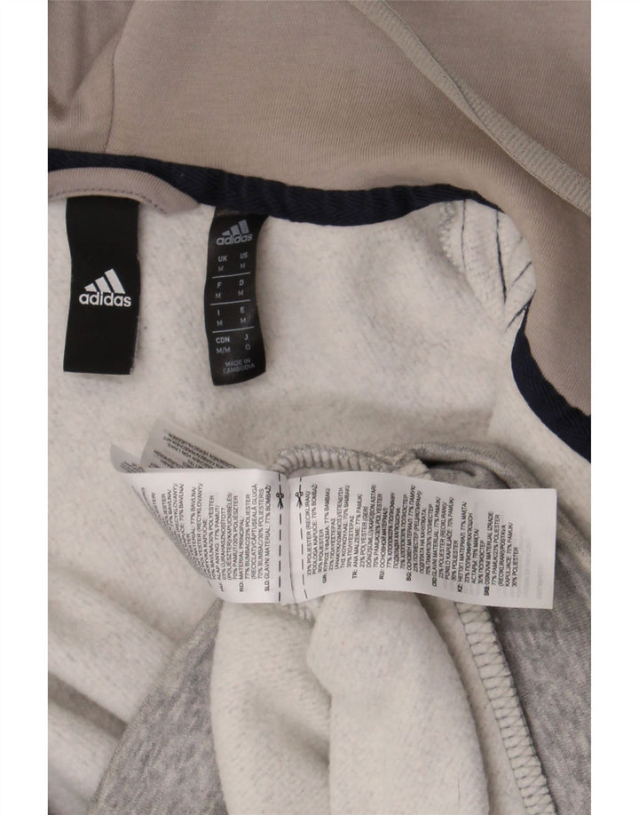 Adidas Męski sweter z kapturem i zamkiem błyskawicznym, średnioszary, bawełniany