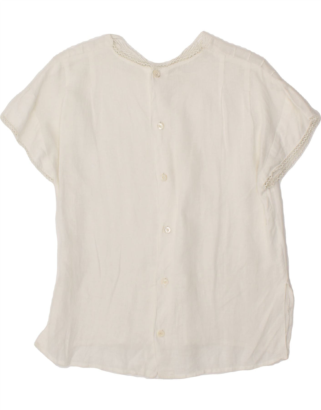 VINTAGE Womens Short Sleeve Shirt Blouse UK 12 Medium White Vintage Vintage and Second-Hand Vintage from Messina Hembry 