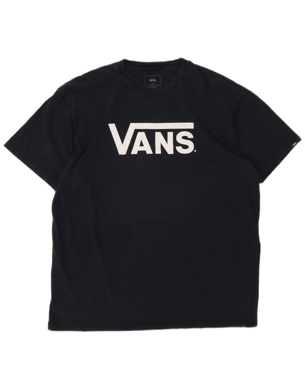 Męski T-shirt VANS o klasycznym kroju z grafiką, duży, granatowy, bawełniany