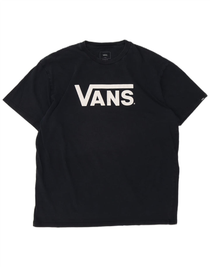 Męski T-shirt VANS o klasycznym kroju z grafiką, duży, granatowy, bawełniany
