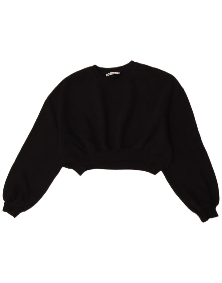Bluza damska Zara Crop Oversize Sweter UK 10 Small Black Cotton