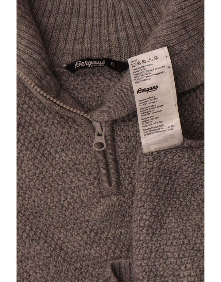 Męski sweter z zamkiem błyskawicznym Bergans XL, szara wełna merynosowa