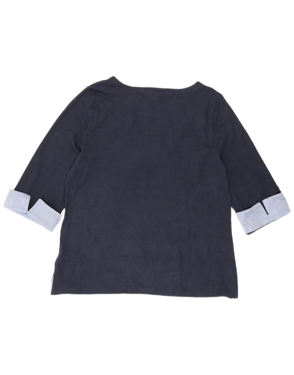 Top damski Nautica z rękawem 3/4, UK 20 2XL, granatowa, bawełniana w bloki kolorów
