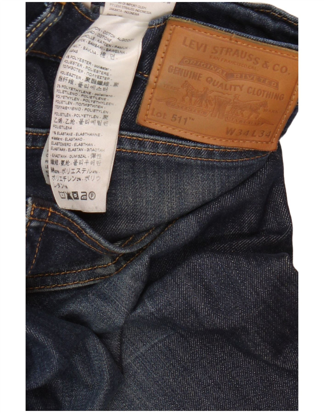 Męskie jeansy Levi's 511 Slim W34 L34 Niebieska bawełna