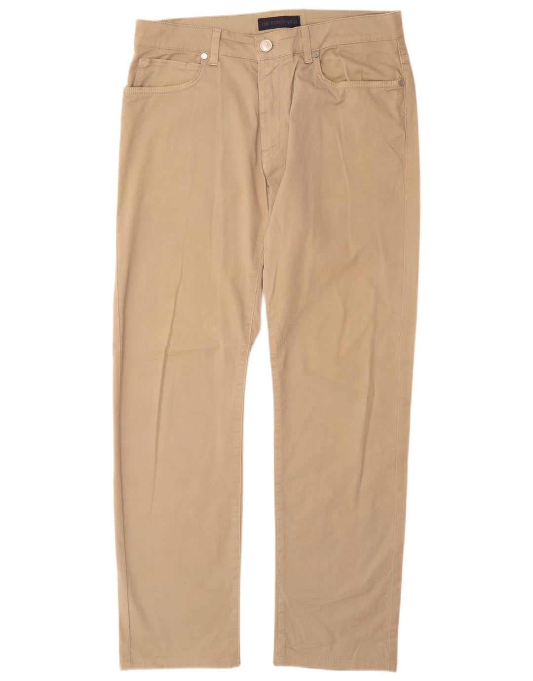 Męskie proste spodnie codzienne Trussardi W33 L31 Beżowa bawełna