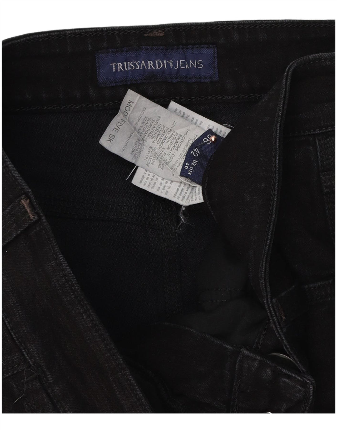 Męskie proste dżinsy Trussardi W40 L30 Czarna bawełna