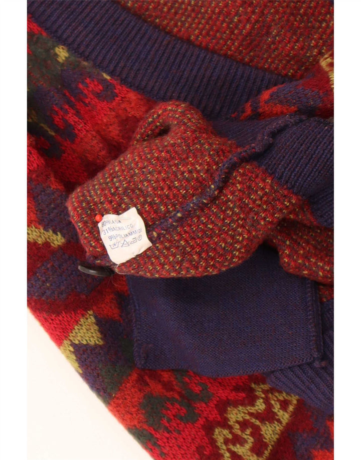 Męski sweter rozpinany Cagi IT 46 Small Red Fair Isle Wool