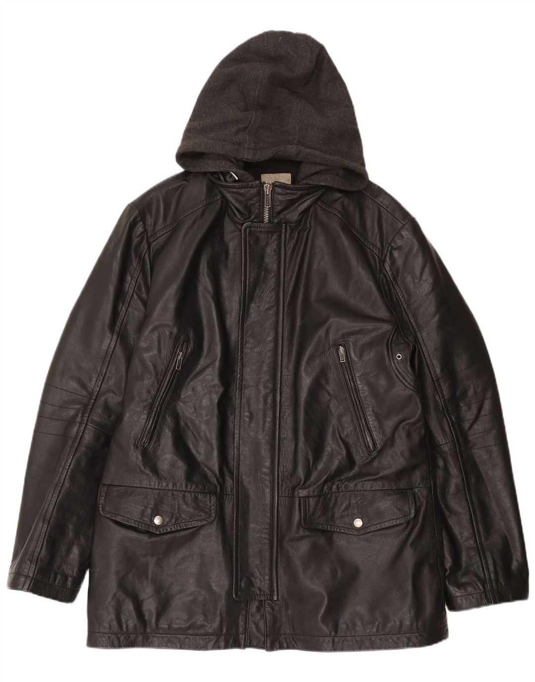 CONBIPEL Męska kurtka skórzana z kapturem IT 52 XL, czarna skóra