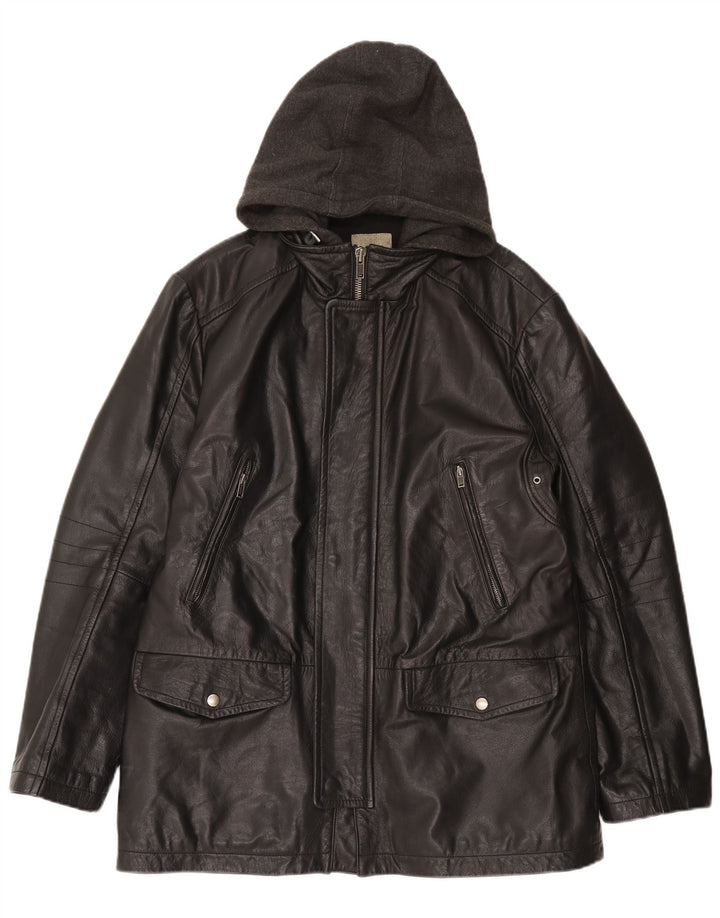CONBIPEL Męska kurtka skórzana z kapturem IT 52 XL, czarna skóra