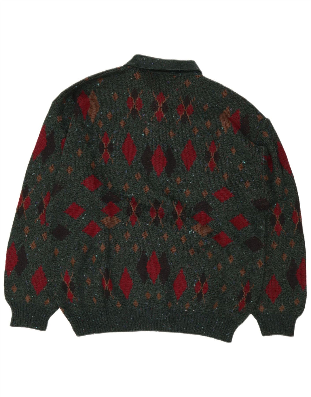 LINEA Męski sweter polo IT 50 Średni zielony Argyle/Diament