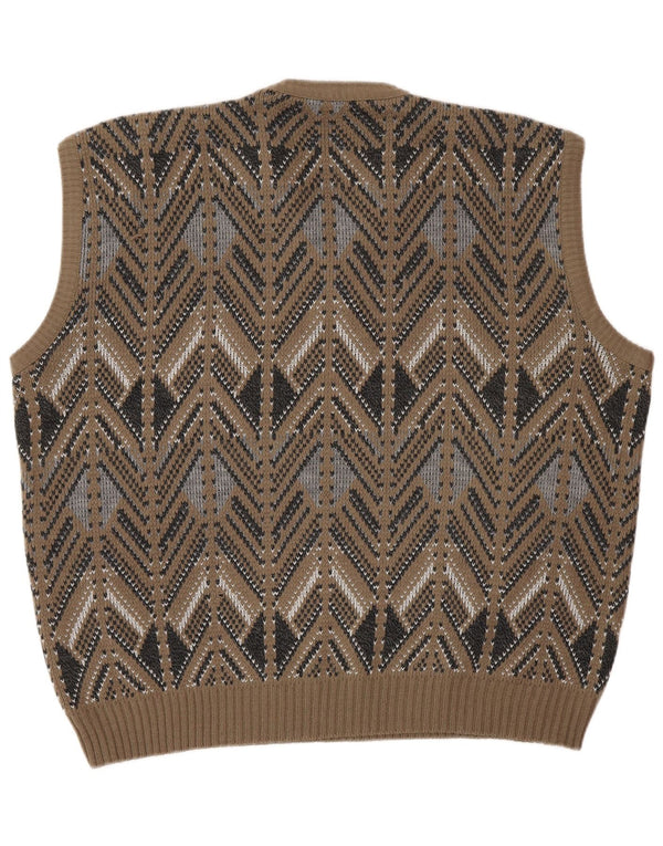 Męski podkoszulek VINTAGE z kamizelką IT 52 Large Brown Fair Isle
