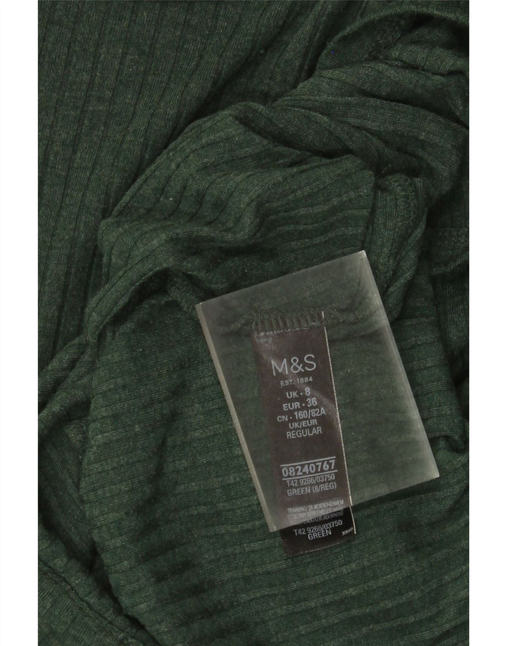 Marks & Spencer Damska sukienka sweterkowa z długim rękawem UK 8, mała, zielona, poliestrowa