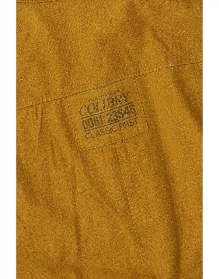 Koszula męska z krótkim rękawem w stylu vintage, XL, żółta