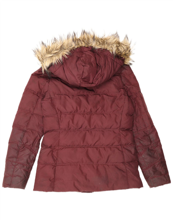 Damska wyściełana kurtka z kapturem Tommy Hilfiger UK 10 Small Burgundowy poliester
