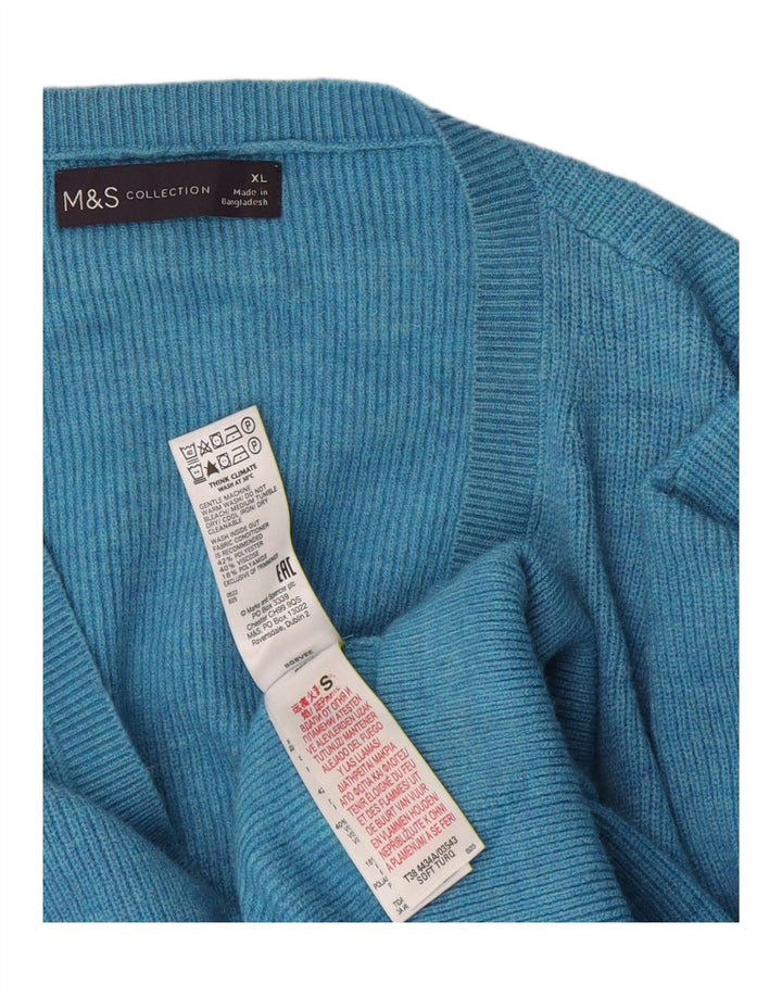 Marks & Spencer Damski sweter oversize z dekoltem w kształcie litery V, UK 18 XL, niebieski