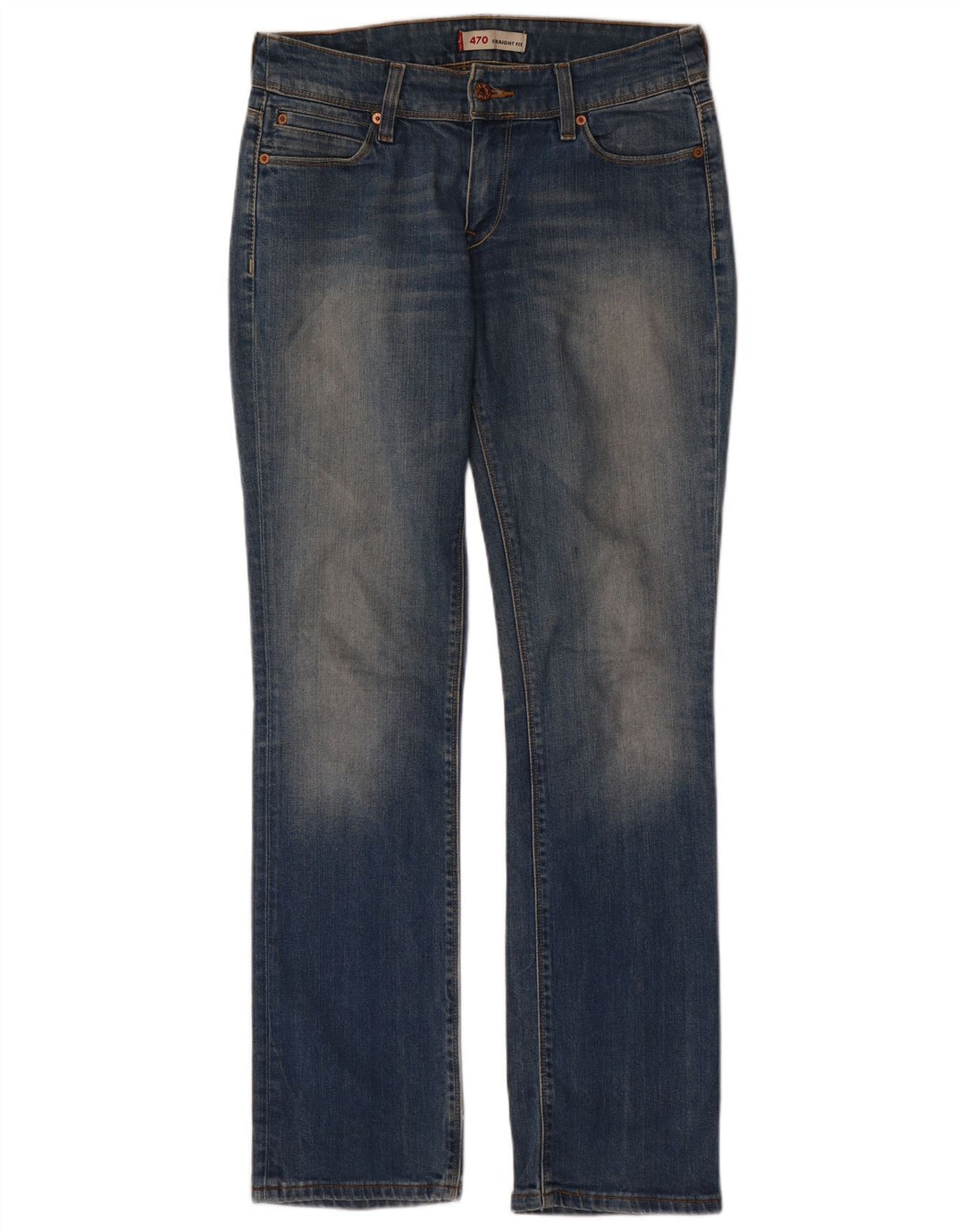 Damskie jeansy Levi's 470 Straight W32 L33 Niebieskie bawełniane