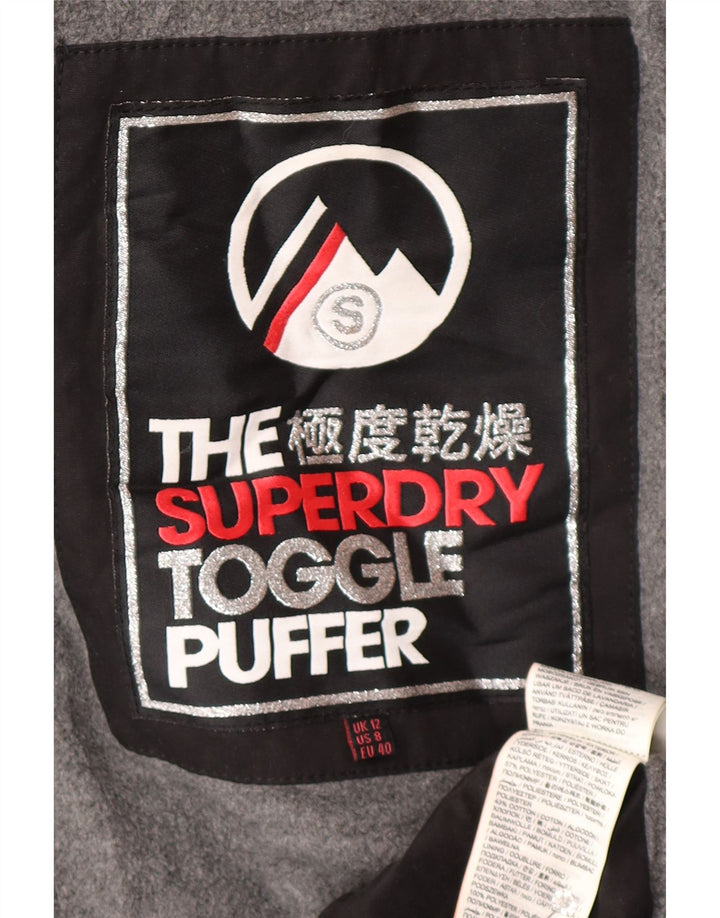 Damska wyściełana kurtka marynarska z kapturem Superdry UK 12, średni czarny poliester