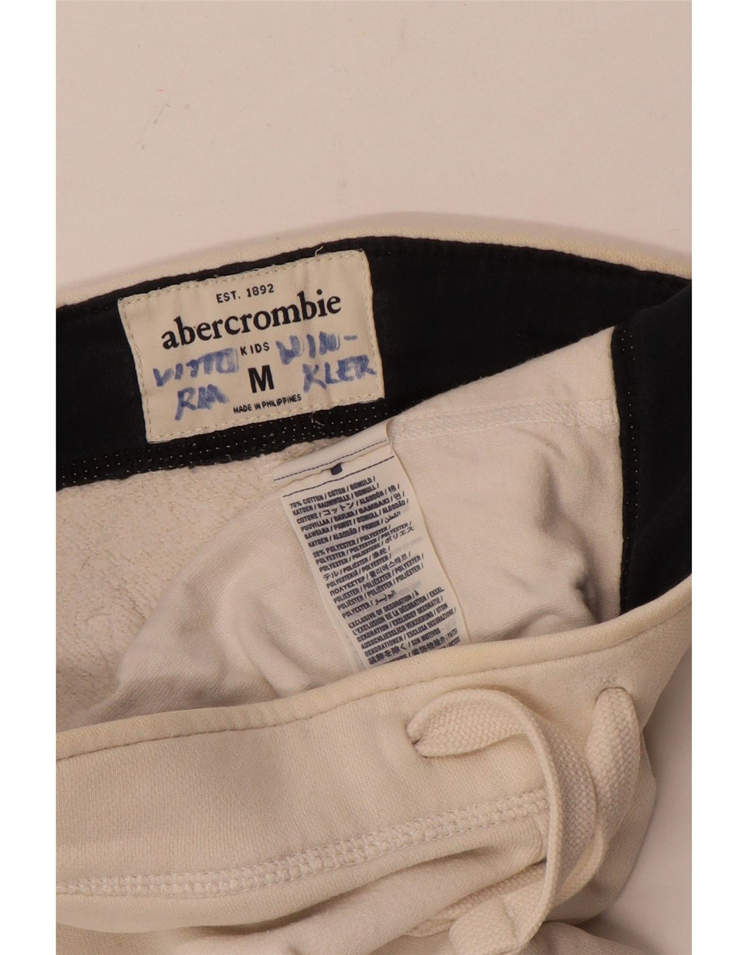 Spodnie dresowe chłopięce Abercrombie & Fitch 13-14 lat, średnie białe