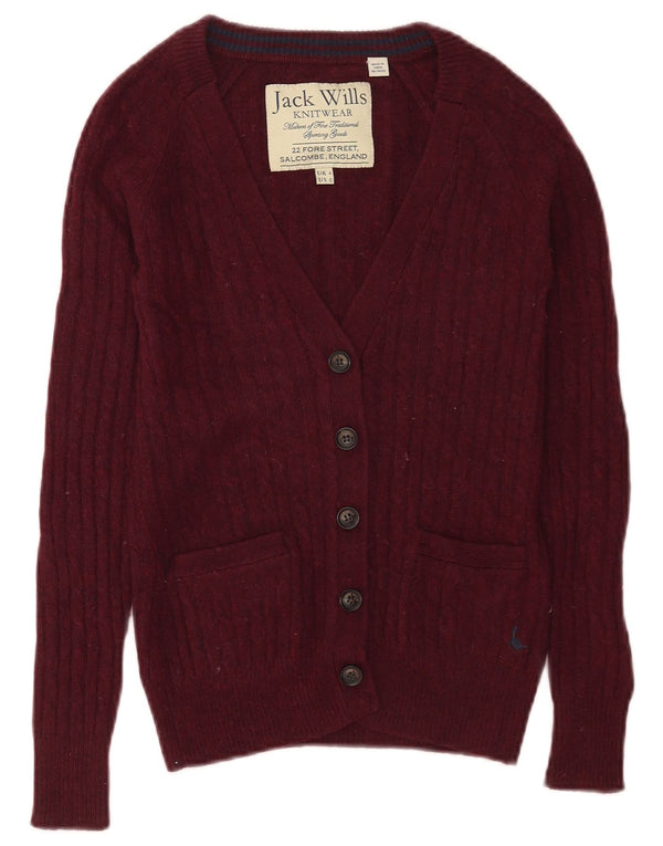 Sweter damski Jack Wills Cardigan UK 4 XS Burgundowa wełna z merynosów