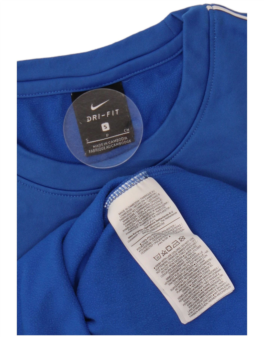 Męska koszulka NIKE Dri Fit z długim rękawem, mała, niebieska, z poliestru