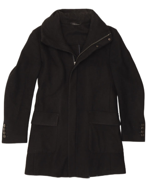 Zara Mens Overcoat UK 36 Small Black Wool
