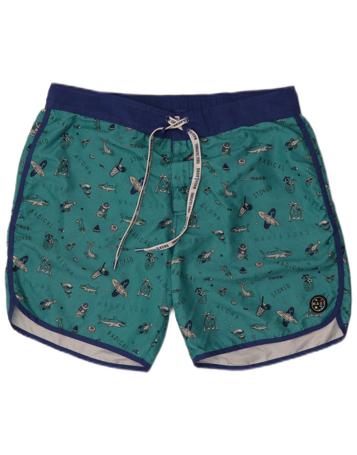 Męskie spodenki kąpielowe Maui and Sons z abstrakcyjnym wzorem, 2XL, zielone