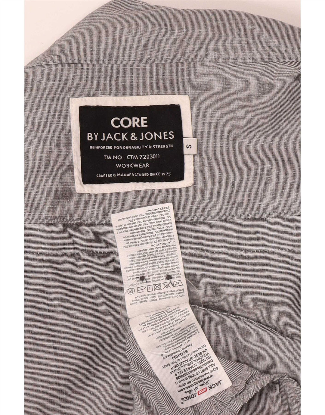 Męska koszula Jack & Jones z wywijanym dekoltem, mała, szara, bawełniana