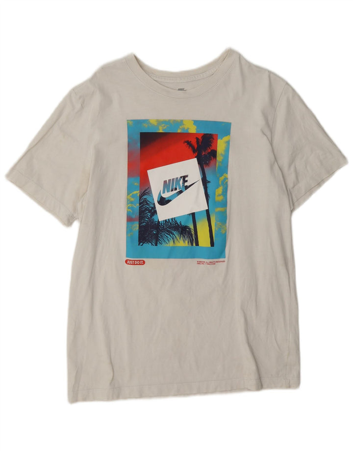 Męska koszulka z grafiką Nike, średnia, biała bawełna