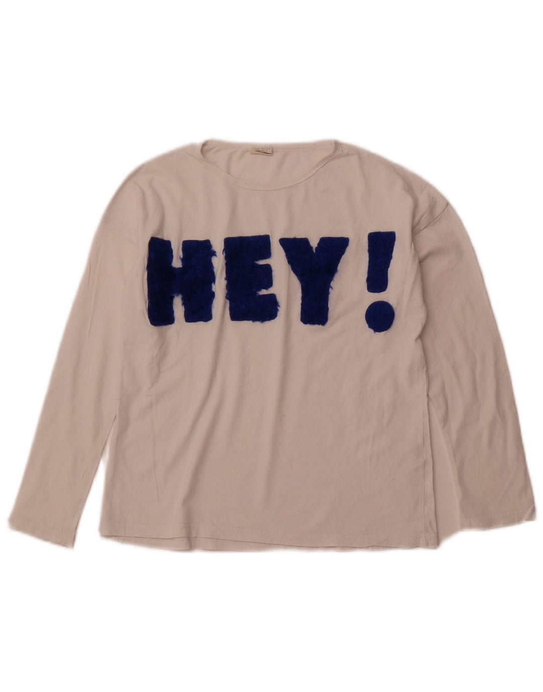 Dziewczęcy graficzny top ZARA z długim rękawem 9-10 lat, biała bawełna