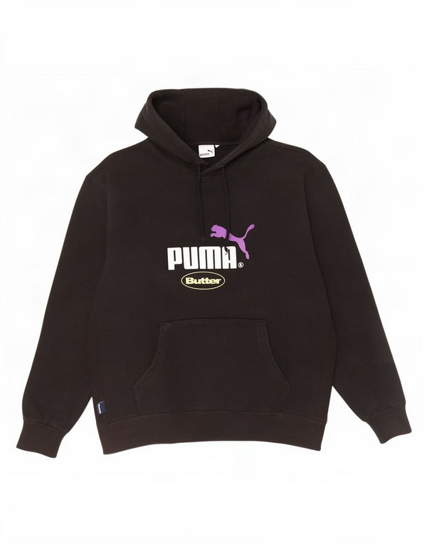 Męski sweter z kapturem Puma z grafiką, duży, czarny, bawełniany