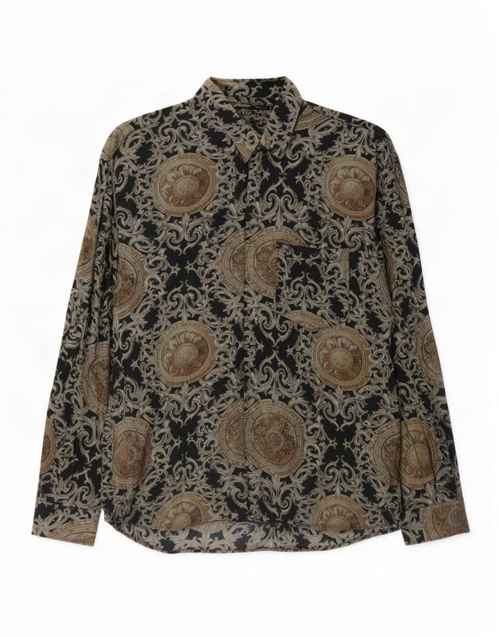 Koszula męska w stylu vintage, duża, czarna, w stylu paisley