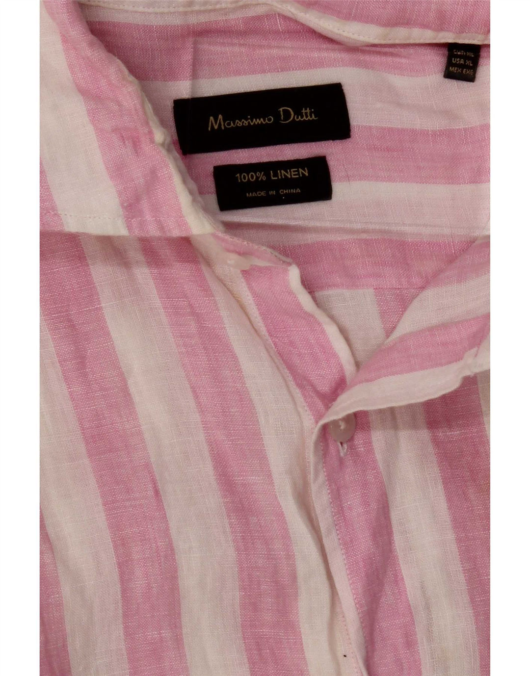 Koszula męska Massimo Dutti XL, różowa, lniana w paski