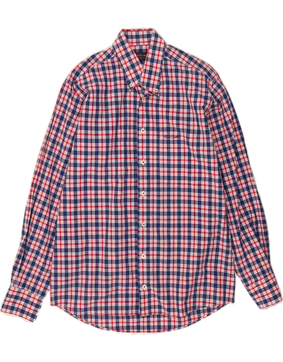 PIERRE CARDIN Mens Weekend Shirt Medium Navy Blue Check Vintage Pierre Cardin and Second-Hand Pierre Cardin from Messina Hembry 
