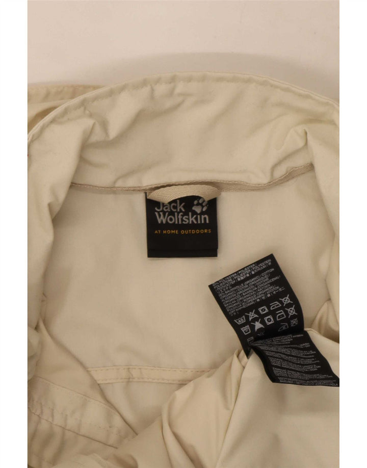 Damska kurtka przeciwdeszczowa z kapturem Jack Wolfskin UK 6 XS w kolorze złamanej bieli, poliester