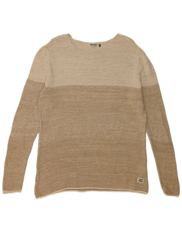 Męski sweter Jack & Jones z dekoltem w łódkę, 2XL, beżowa, bawełniana z blokami kolorów