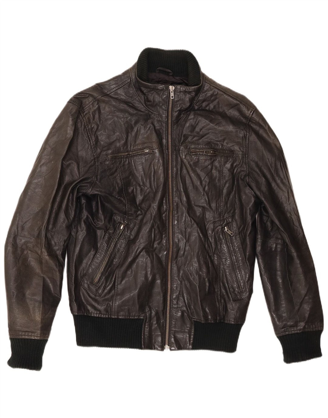 Męska skórzana kurtka bomber Jack & Jones UK 38, średnia czarna