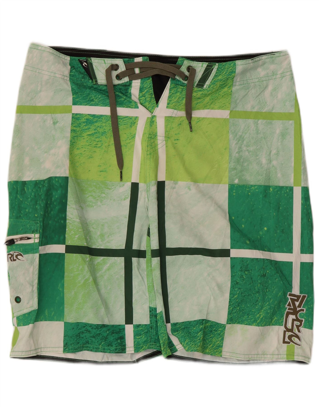 Męskie spodenki kąpielowe Rip Curl Graphic, duże, zielone, poliestrowe w kratkę